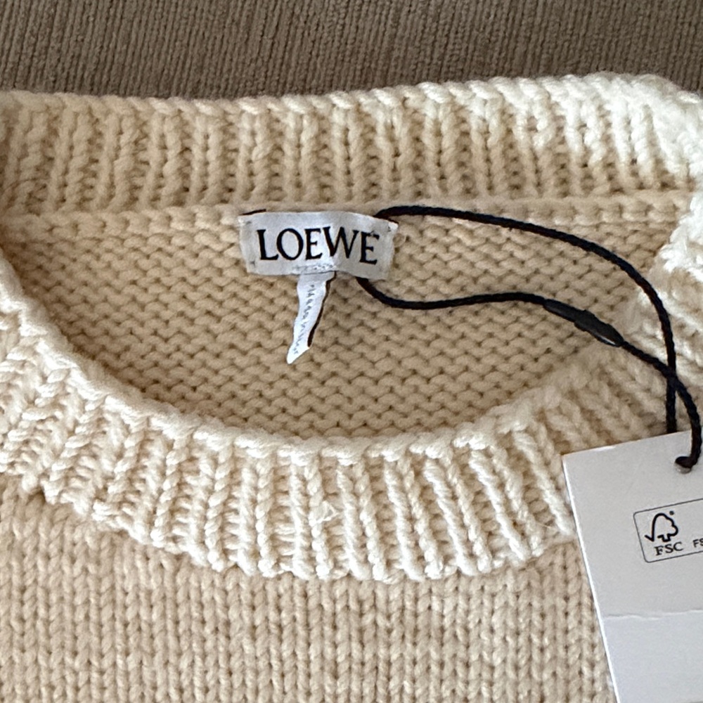 Loewe Cream Knit Sweater with Dog Graphic in Red, Blue and Black - Picture 4 of 6